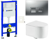 Viseči WC set SAT z modulom Geberit Duofix, upravljalno tipko Delta in WC školjka WC-desko iz duroplasta.