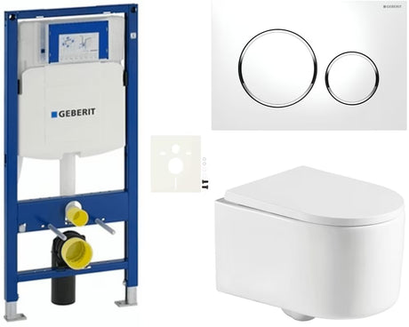 Viseči WC set SAT z modulom Geberit Duofix, splakovalnikom, tipko Sigma in WC-desko mehko Zapiranje Soft Close