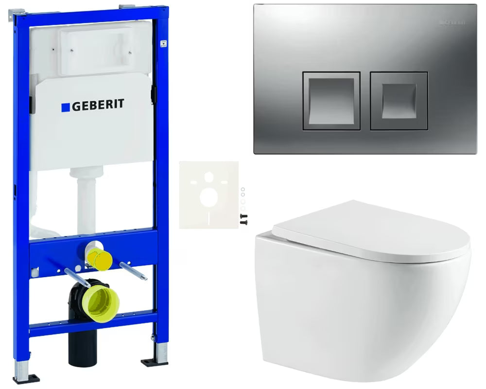 Viseči WC set SAT Fusion pro za predstensko montažo z vrtinčnim splakovanjem in sedežem mehko Zapiranje Soft Close
