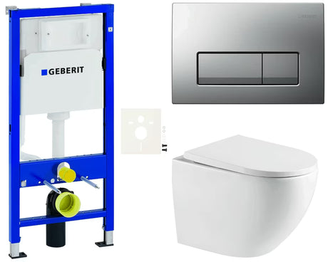 Viseči WC set SAT Fusion z vrtinčnim splakovanjem in modulom Geberit Duofix s splakovalnikom