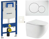 Viseči WC set SAT Fusion z modulom Duofix, splakovalnikom Geberit, tipkalom Delta in sedežem mehko Zapiranje Soft Close.