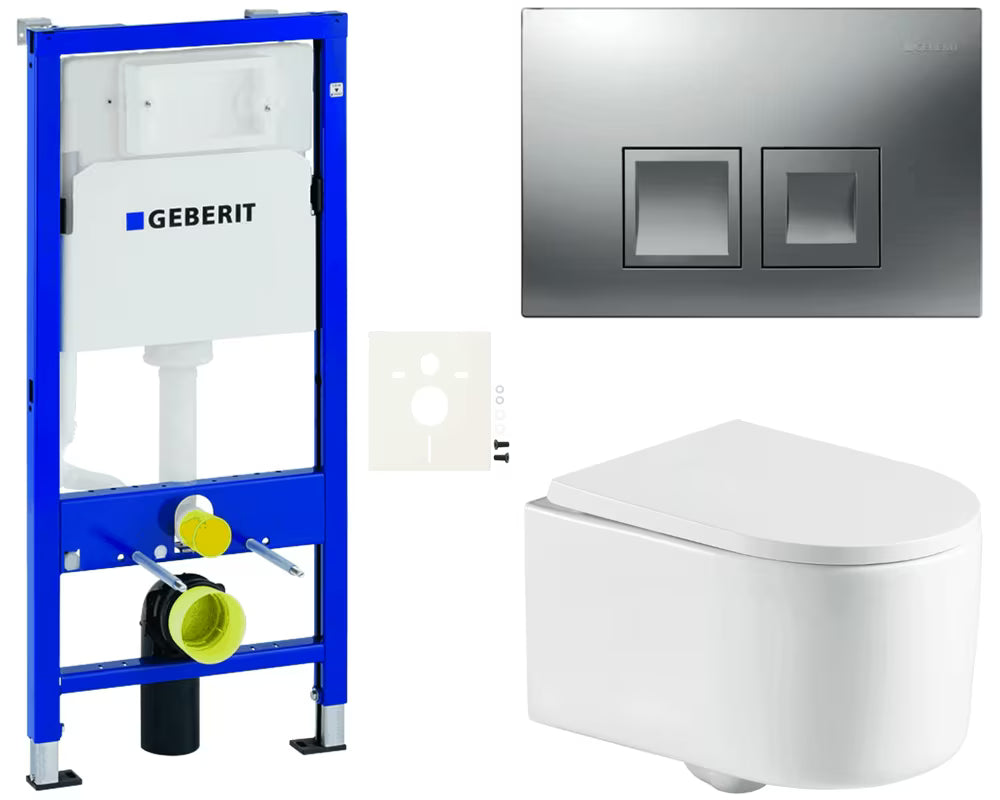 Viseči WC set SAT Tornado z vrtinčnim splakovanjem in modulom Geberit Duofix, vključno s splakovalno tipko