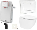 Viseči WC set SAT Fusion z vgradnim modulom, splakovalnikom SAT, tipko za splakovanje v sijajnem kromu in WC-desko