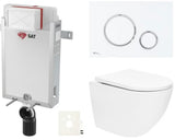 Viseči WC set SAT Fusion z vrtinčnim splakovanjem, podometnim modulom, splakovalnikom in tipko bela mat