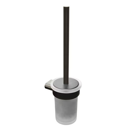 Stenska WC ščetka SAT Simply R v izvedbi PVD Gun Metal s posodico iz matiranega stekla.