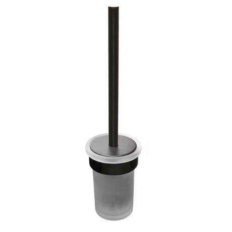 Stenska WC ščetka SAT Simply R v izvedbi PVD Gun Metal s posodico iz matiranega stekla.