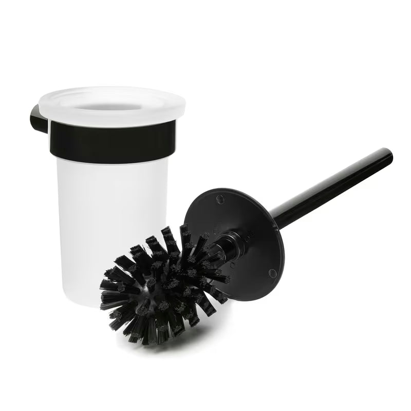 Stenska WC ščetka SAT Simply R v izvedbi PVD Gun Metal s posodico iz matiranega stekla.