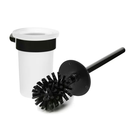 Stenska WC ščetka SAT Simply R v izvedbi PVD Gun Metal s posodico iz matiranega stekla.