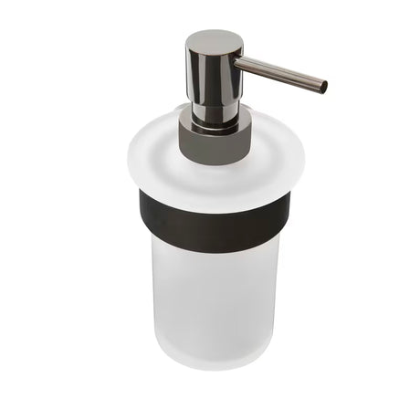 Stenski dozirnik za milo SAT Simply R s PVD površino gun metal in matiranim steklom