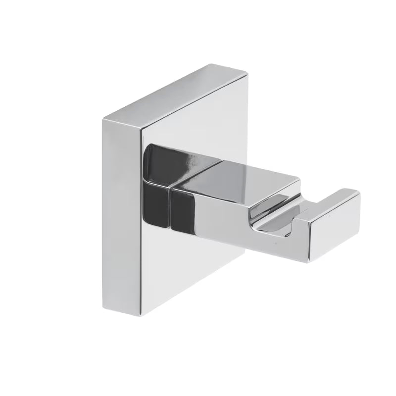 Kromirani stenski kavelj SAT Simply S četvrtastog dizajna za kupaonicu.