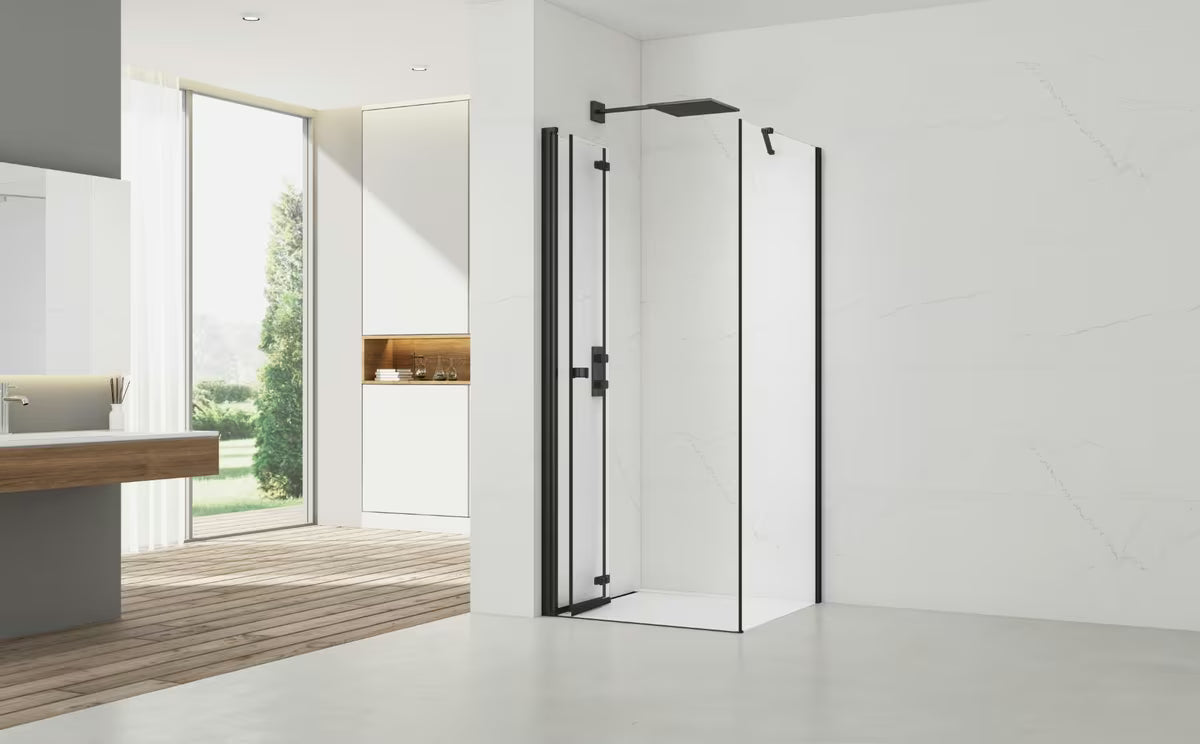 Pravokotna tuš kabina SAT Sk 100x90 cm s črnimi profili in prozornim steklom