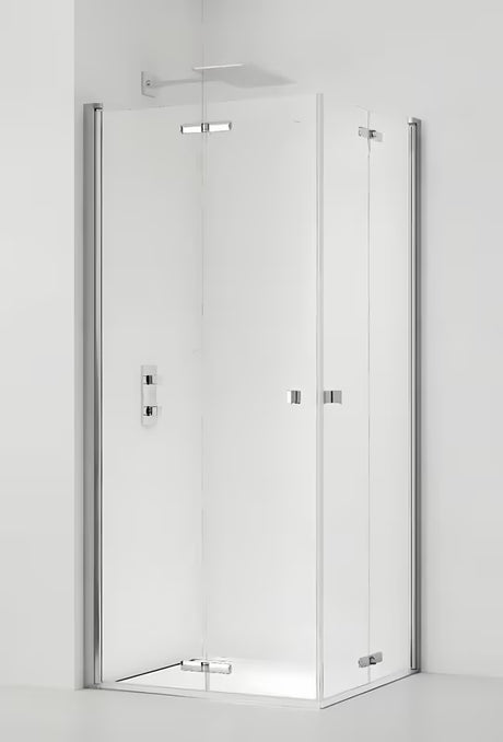 Pravokotna tuš kabina SAT Sk 100x80 cm v sijajnem kromu s prozornim steklom in zložljivimi vrati