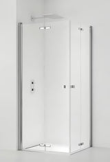 Pravokotna tuš kabina SAT Sk 100x80 cm v sijajnem kromu s prozornim steklom in zložljivimi vrati