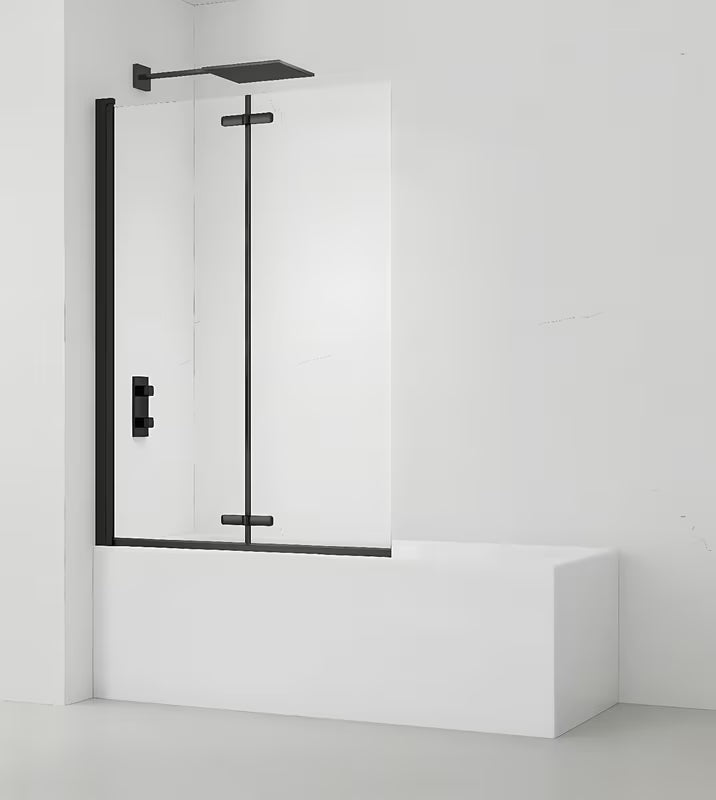 Črna stena za kopalno kad SAT SK 150x105 cm s prozornim steklom in zložljivim odpiranjem