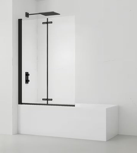 Črna stena za kopalno kad SAT SK 150x105 cm s prozornim steklom in zložljivim odpiranjem