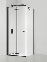Sklopivi tuš vrata SAT Sk 100 cm s prozirnim staklom i crnim mat profilom