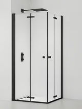 Sklopivi tuš vrata SAT Sk 100 cm s prozirnim staklom i crnim mat profilom