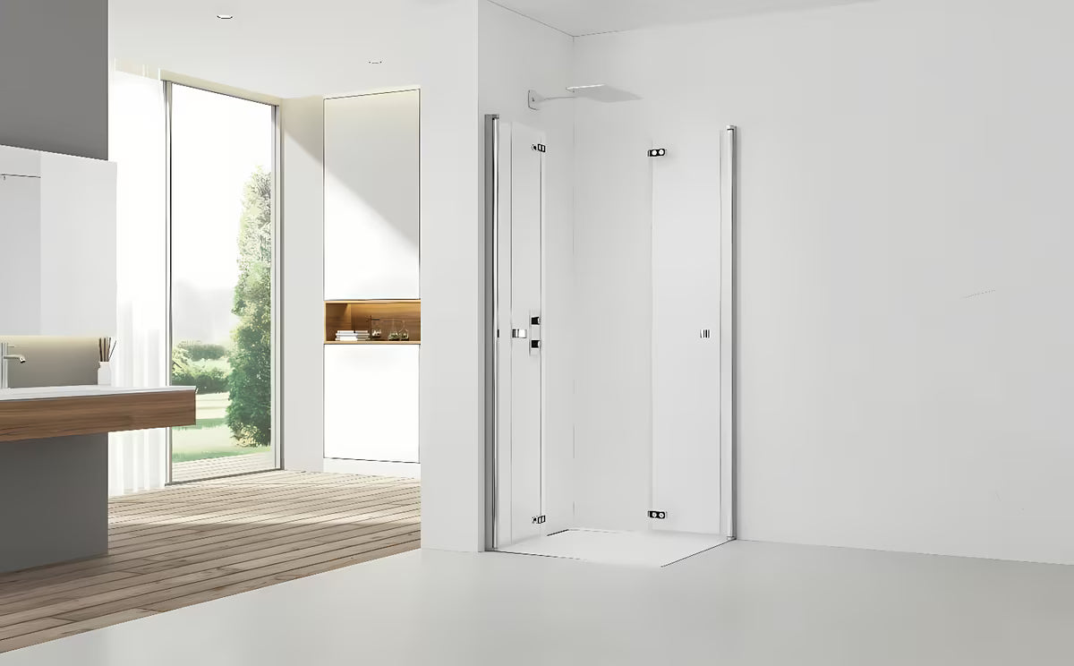 Pravokotna tuš kabina SAT Sk 100x80 cm u sjajnom kromu s prozirnim staklom i preklopnim vratima