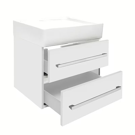 Viseča kopalniška omarica s keramičkim umivaonikom SAT Cube u bijeloj sjajnoj boji