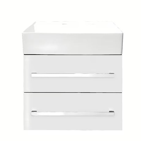 Viseča kopalniška omarica s keramičkim umivaonikom SAT Cube u bijeloj sjajnoj boji