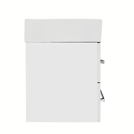 Viseča kopalniška omarica s keramičkim umivaonikom SAT Cube u bijeloj sjajnoj boji