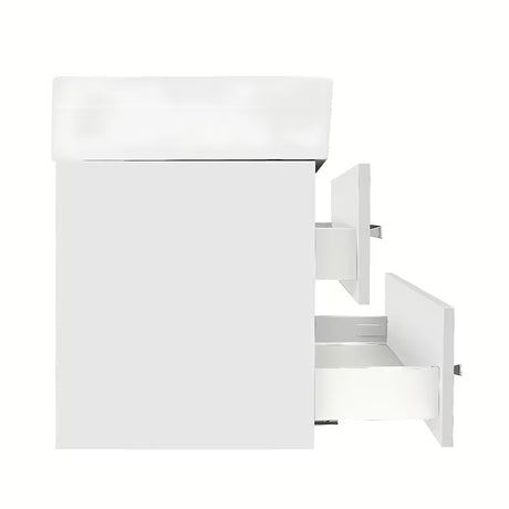 Viseča kopalniška omarica s keramičkim umivaonikom SAT Cube u bijeloj sjajnoj boji
