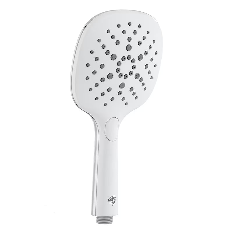 Ručni tuš SAT u kombinaciji bijele i kroma s prebacivanjem na tipku i tri vrste mlaza, uključujući BoosterSpray.