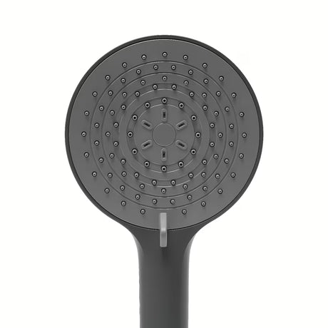 Mat crna ručna tuš slušalica SAT s okruglom glavom promjera 12 cm i četiri vrste mlaza.