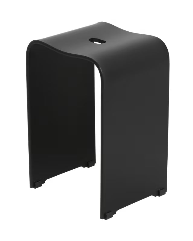 Crni sedež za tuš SAT od akrila s otvorom u sjedalu pro lakšeg rukovanja