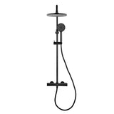 Termostatski tušni sistem SAT s crnom mat termostatskom miješalicom, nadglavnim i ručnim tušem.