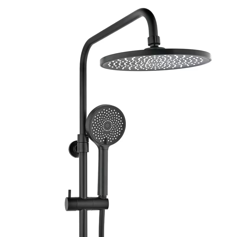 Termostatski tušni sistem SAT s crnom mat termostatskom miješalicom, nadglavnim i ručnim tušem.