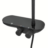 Crni mat tušni sistem SAT s termostatsko armaturo, s nadglavnim i ručnim tušem te staklenom policom.