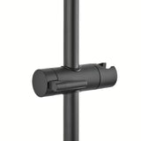 Crni mat tušni sistem SAT s termostatsko armaturo, s nadglavnim i ručnim tušem te staklenom policom.