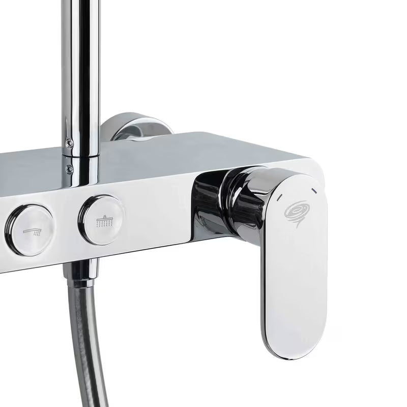 Tušni sistem SAT Chrome s jednoručnom miješalicom, policom te nadglavnim i ručnim tušem u izvedbi bijela/krom.