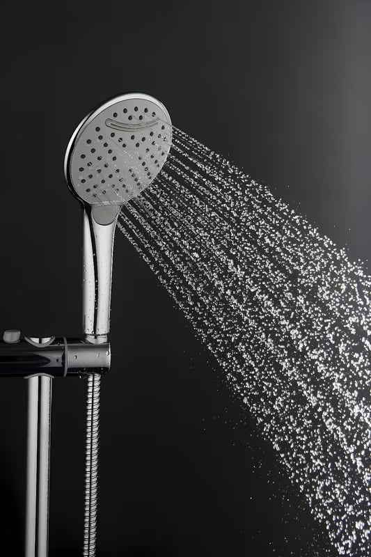 Tušni sistem SAT Chrome s termostatsko armaturo, nadglavnim i ručnim tušem te staklenom policom u krom/bijeloj izvedbi.