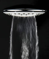 Tušni sistem SAT Chrome s termostatsko armaturo, s nadglavnim i ručnim tušem te staklenom policom, u krom/bijeloj izvedbi.