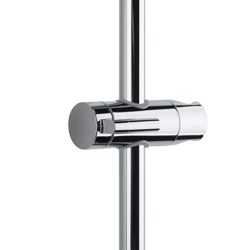 Tušni sistem SAT Chrome s termostatsko armaturo, staklenom policom te nadglavnim i ručnim tušem u krom izvedbi.