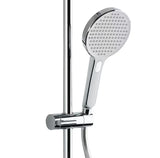 Tušni sistem SAT Chrome s termostatsko armaturo, staklenom policom te nadglavnim i ručnim tušem u krom izvedbi.