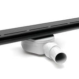 Crni kanaleta za tuš SAT s rešetkom 70 cm i sifonom na jednoj strani