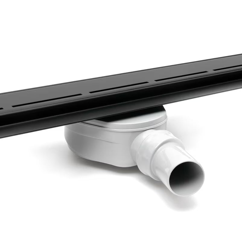 Crni kanaleta za tuš SAT s rešetkom 70 cm i sifonom na jednoj strani