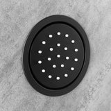 Hidromasažni tuš panel SAT Stoneshower v črni izvedbi z dekorjem kamna ter nadglavno in ročno prho.