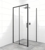 Pravokotna tuš kabina SAT Tex BB 140x80 cm s crnim profilima i prozirnim staklom