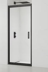 Tuš vrata SAT Tex-C 100 cm v črni izvedbi z drsnim odpiranjem in prozornim steklom Easyclean.