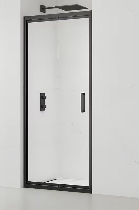 Tuš vrata SAT Tex-C 100 cm v črni izvedbi z drsnim odpiranjem in prozornim steklom Easyclean.