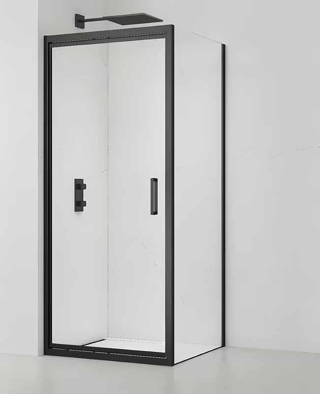 Pravokotna tuš kabina SAT Tex-C 80x100 cm u crnoj boji s kliznim vratima i prozirnim staklom