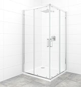 Kvadratna tuš kabina SAT Tex 100x100 cm s prozornim steklom in profili v sijaj krom izvedbi