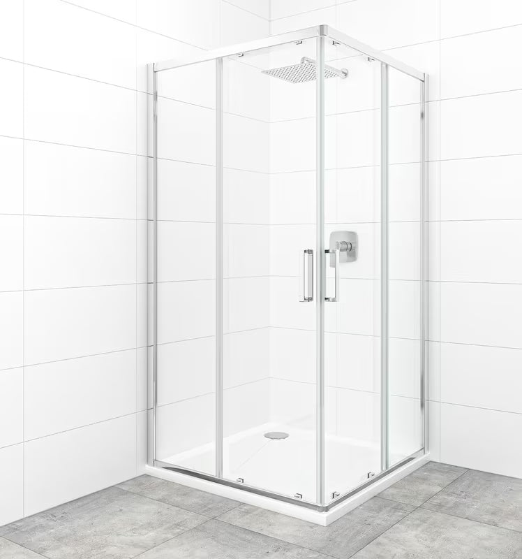 Kvadratna tuš kabina SAT Tex 100x100 cm s prozornim steklom in profili v sijaj krom izvedbi