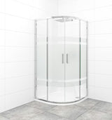 Polkrožna tuš kabina SAT Tex 90x90 cm s prozornim steklom Stripe in profili v sijajnem kromu
