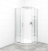 Polkrožna tuš kabina SAT Tex 90x90 cm s prozornim steklom Stripe in profili v sijajnem kromu