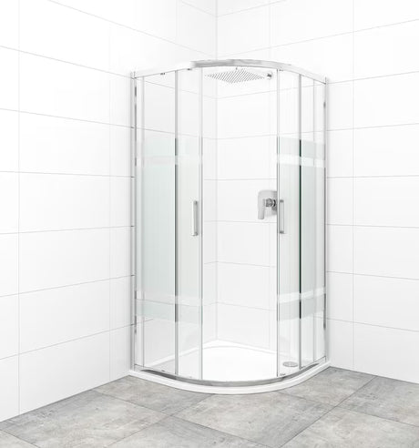 Polkrožna tuš kabina SAT Tex 90x90 cm s prozornim steklom Stripe in profili v sijajnem kromu